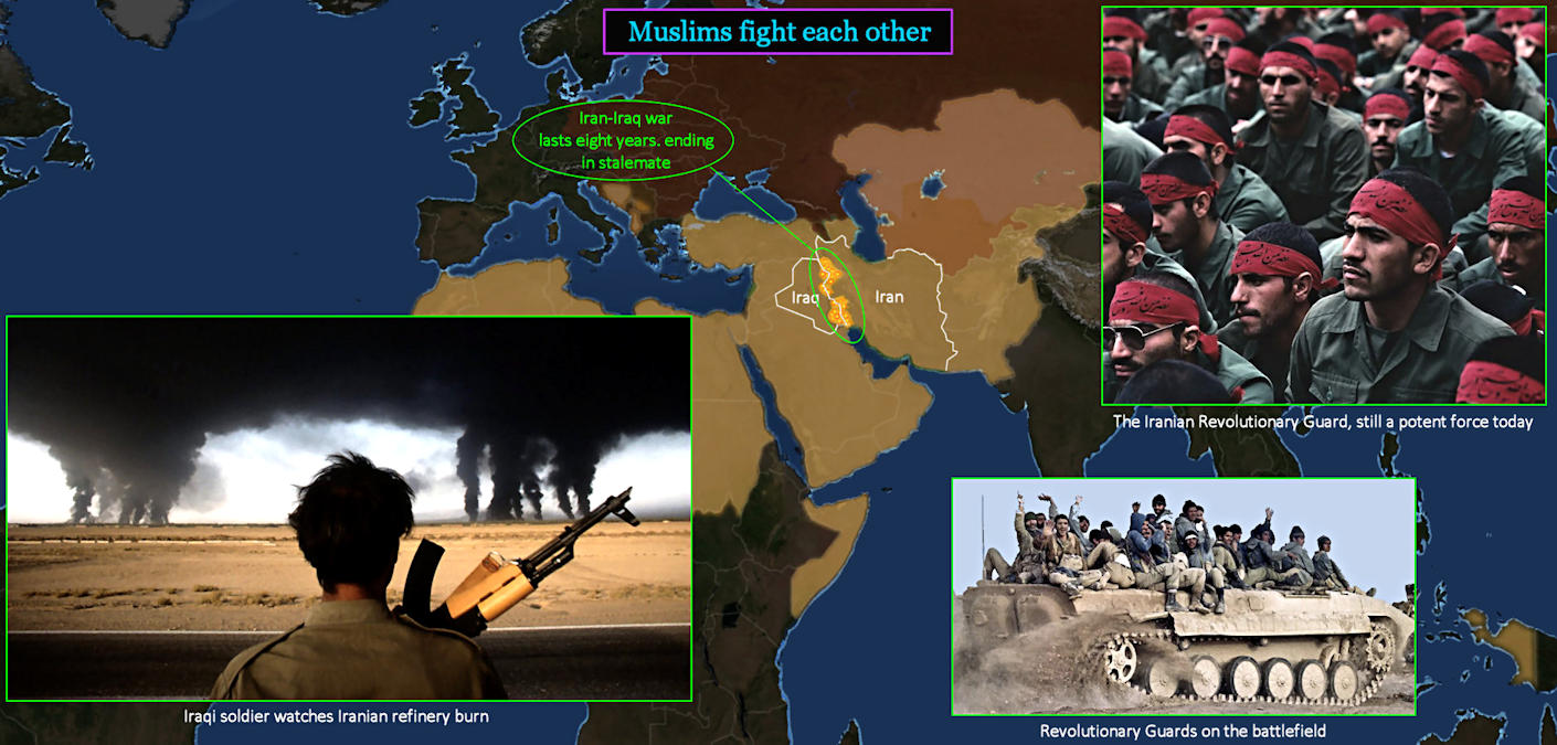 Iran-Iraq War, Iranian Revolution 1980-88 map